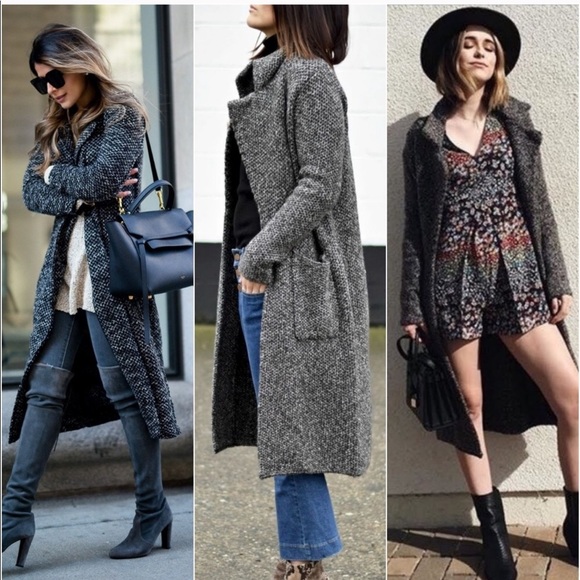 Zara Knit Gray Marled Duster Sweater Coat - Picture 2 of 9